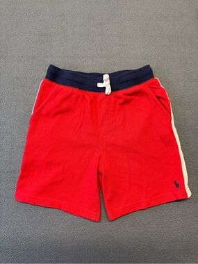 Polo by Ralph Lauren Red Kids Knit Cotton Shorts with Navy Waistband